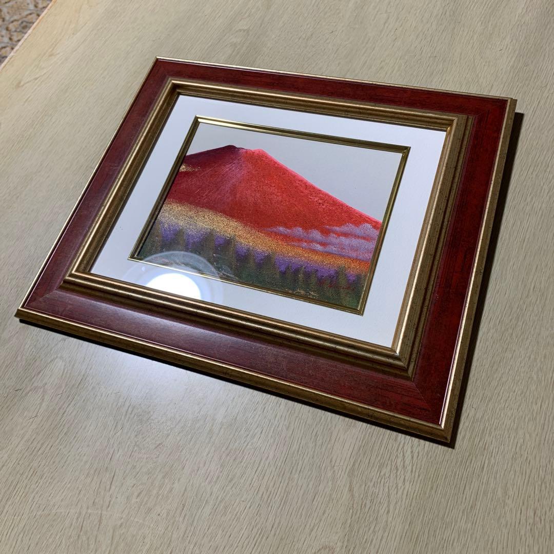 絵画　額　赤富士　インテリア　油絵　縁起物