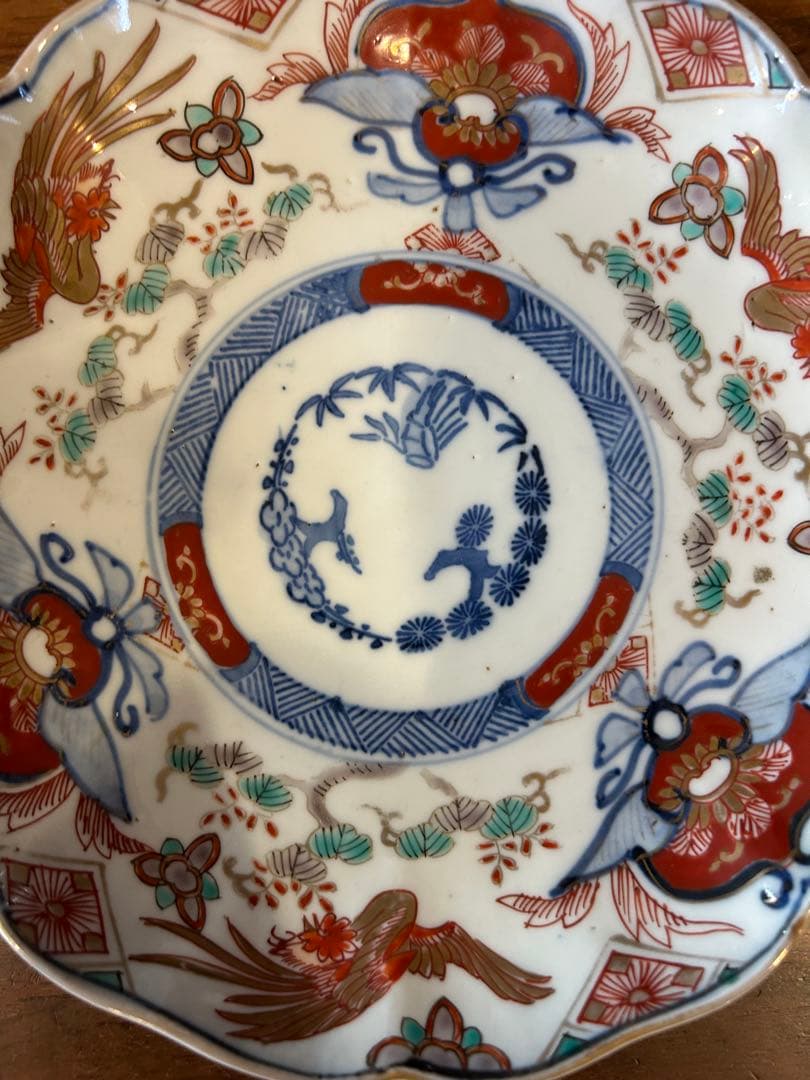 花鳥風月 波型皿 2枚セット　古伊万里