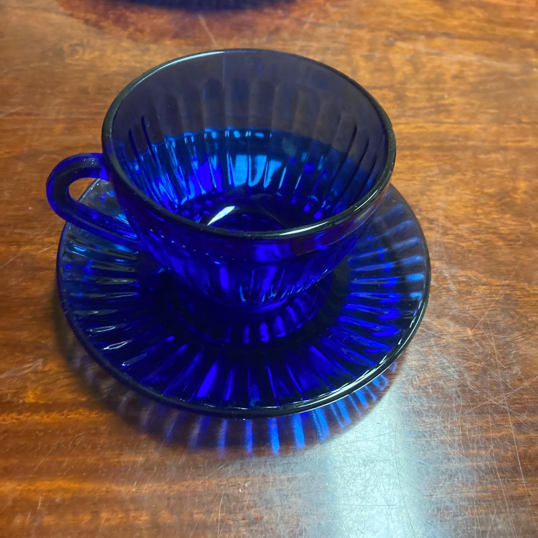 ヴィンテージ Colorex ブラジル コバルトブルー　ガラスセット