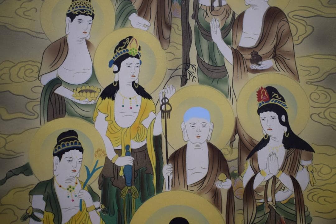 真作/白浄/十三佛図/桐共箱付/布袋屋掛軸HH-896
