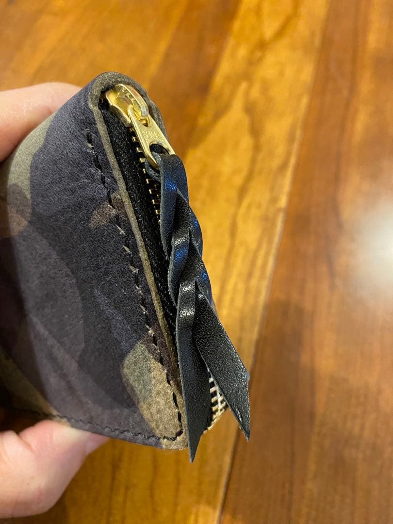 手縫い　ケース　ミニウォレット　迷彩　ラウンドファスナー　新品