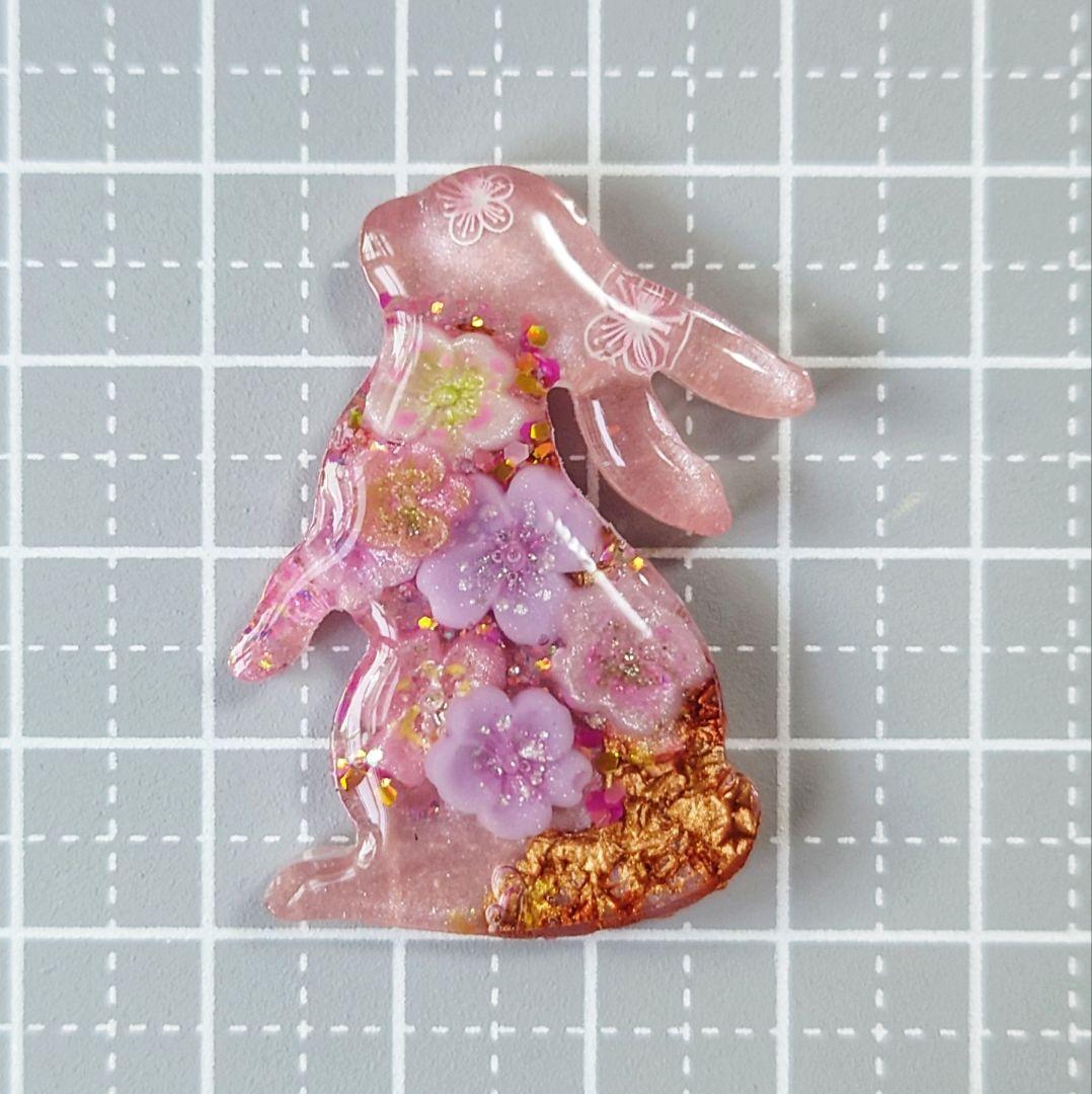 レジン　猫　うさぎ　ヘアゴム　ブローチ　ポニーフック　No.550