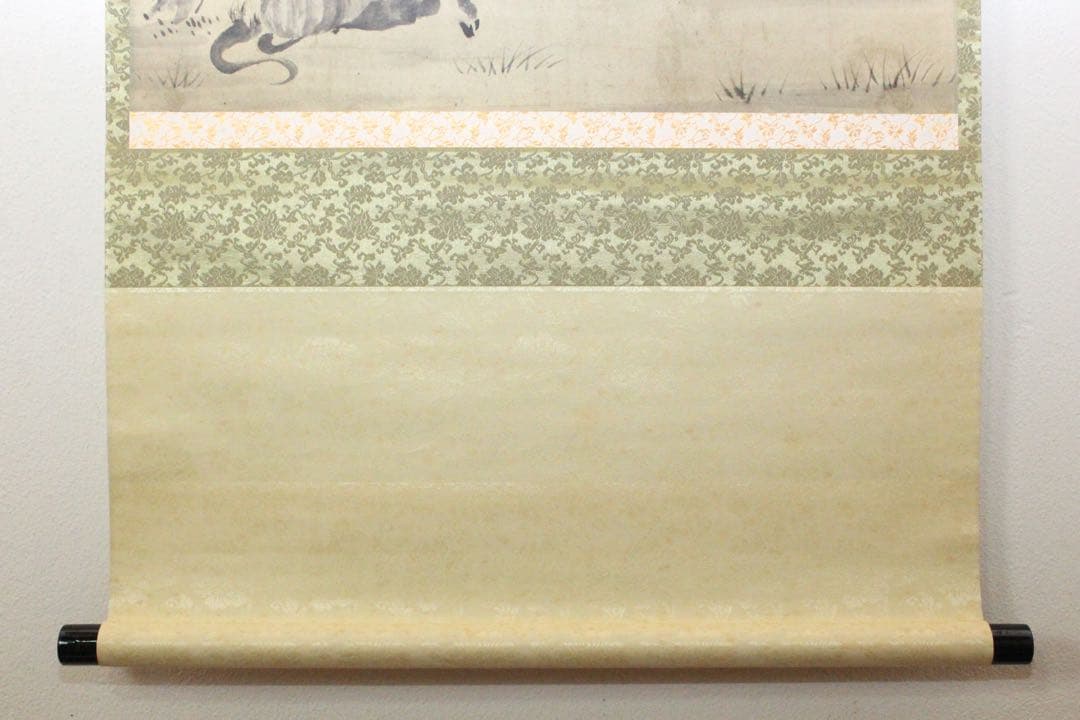 No5214 掛軸　印刷工芸　雪潭紹璞　牧牛図　紙本　印刷　日本画　送料無料