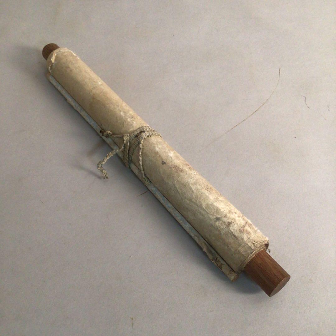 No3870掛軸　中国美術　拓本　関羽書　一行書　倣好人行好事　裏書有　送料無料