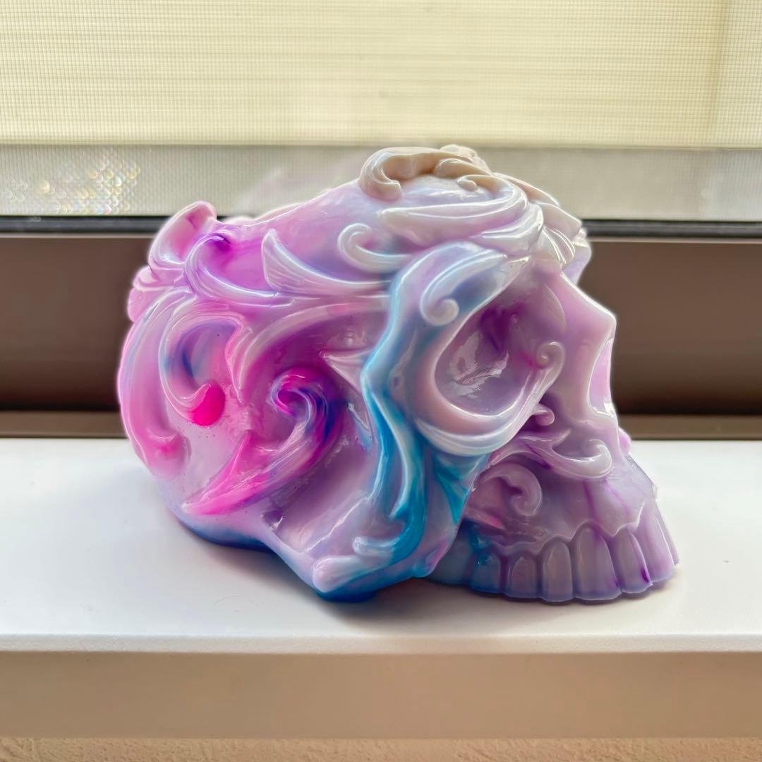 レジン　骸骨の小物入れ　マーブル