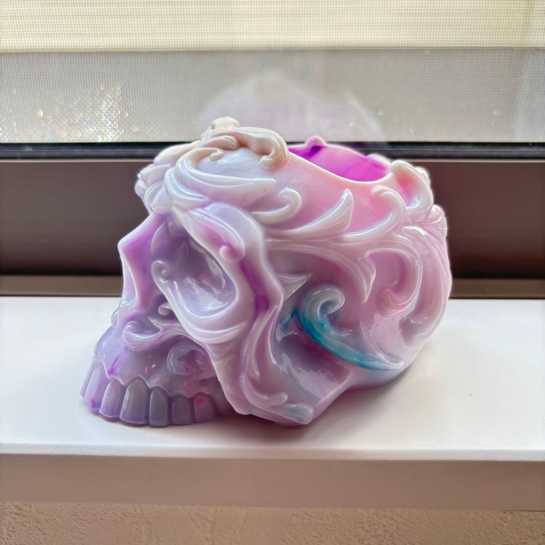レジン　骸骨の小物入れ　マーブル