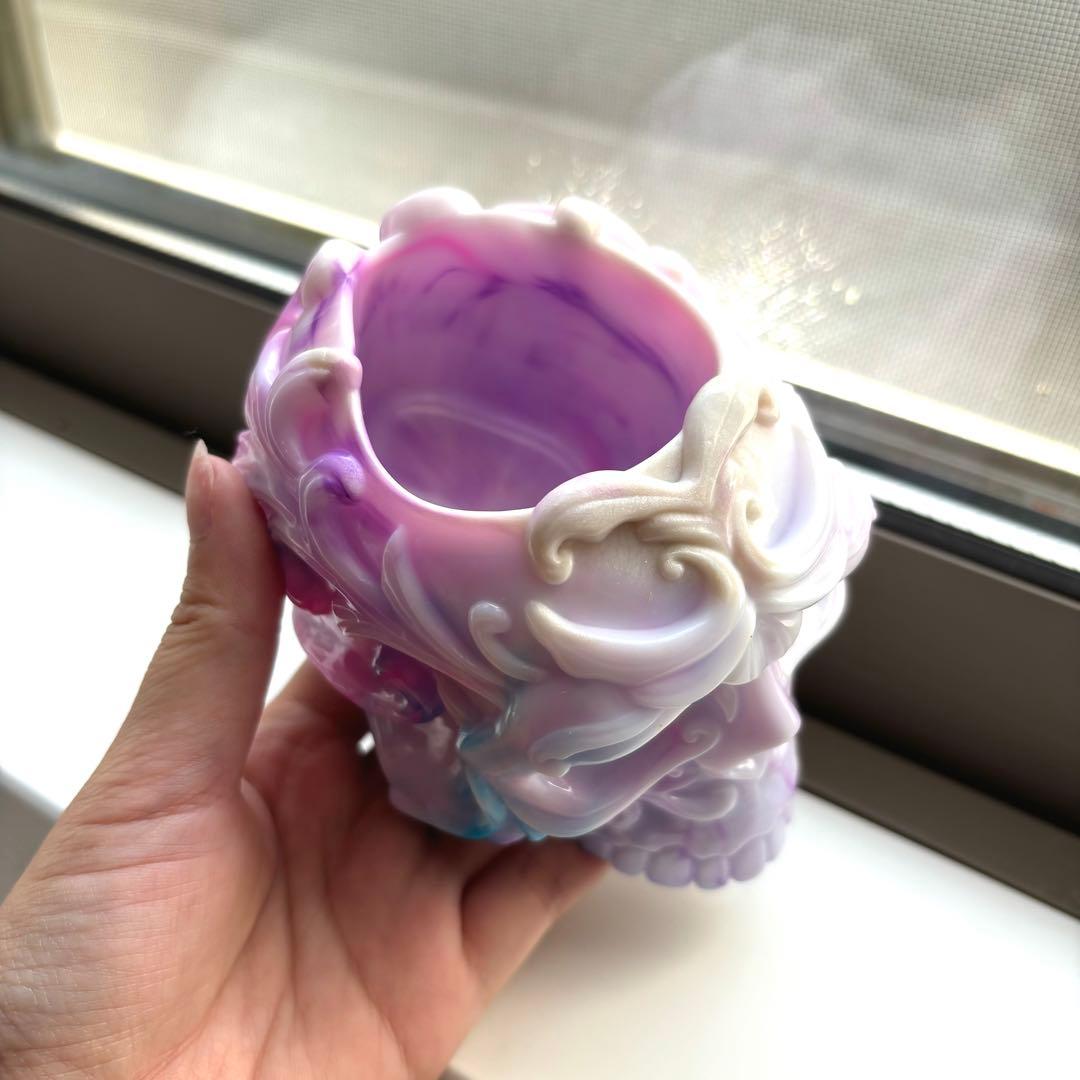 レジン　骸骨の小物入れ　マーブル