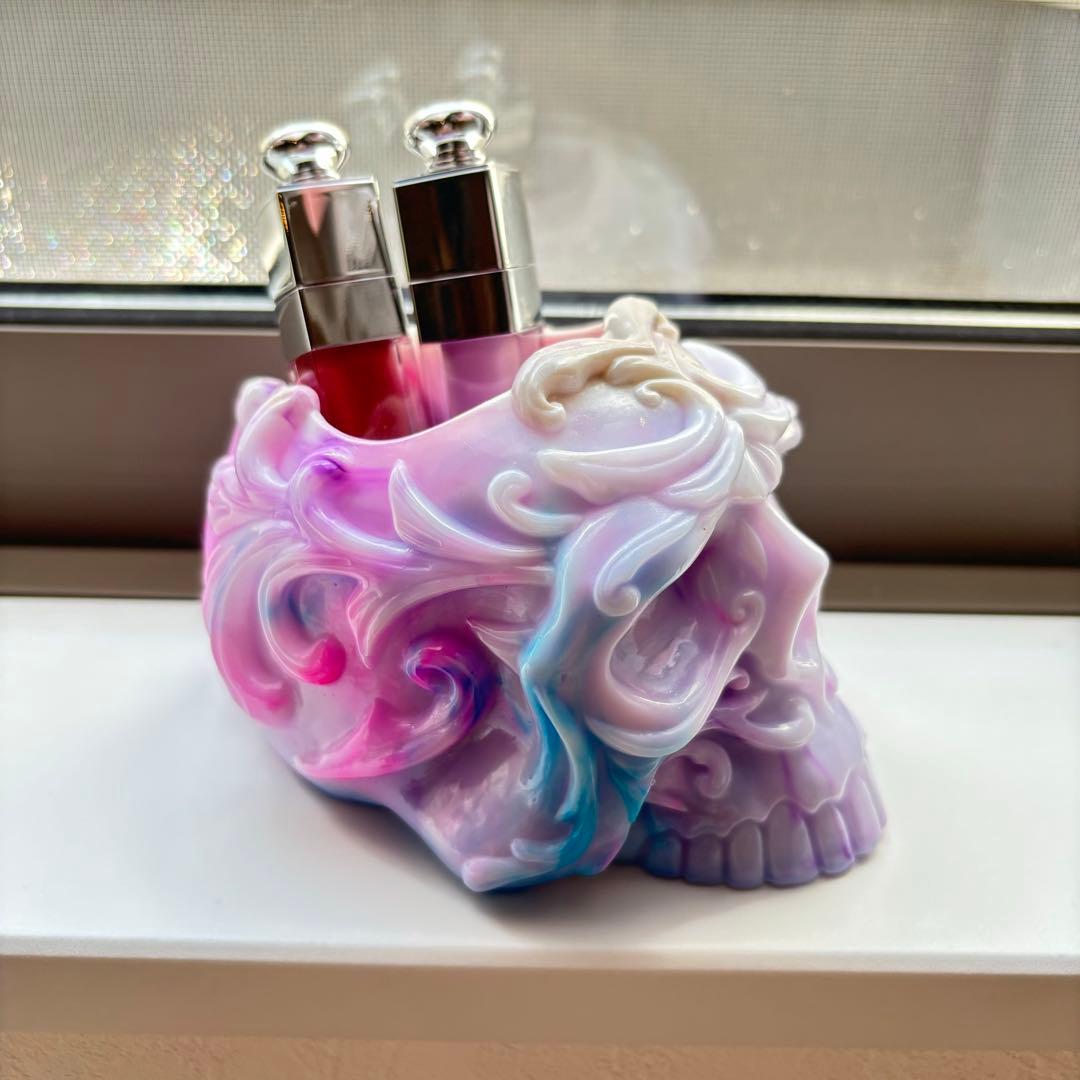 レジン　骸骨の小物入れ　マーブル