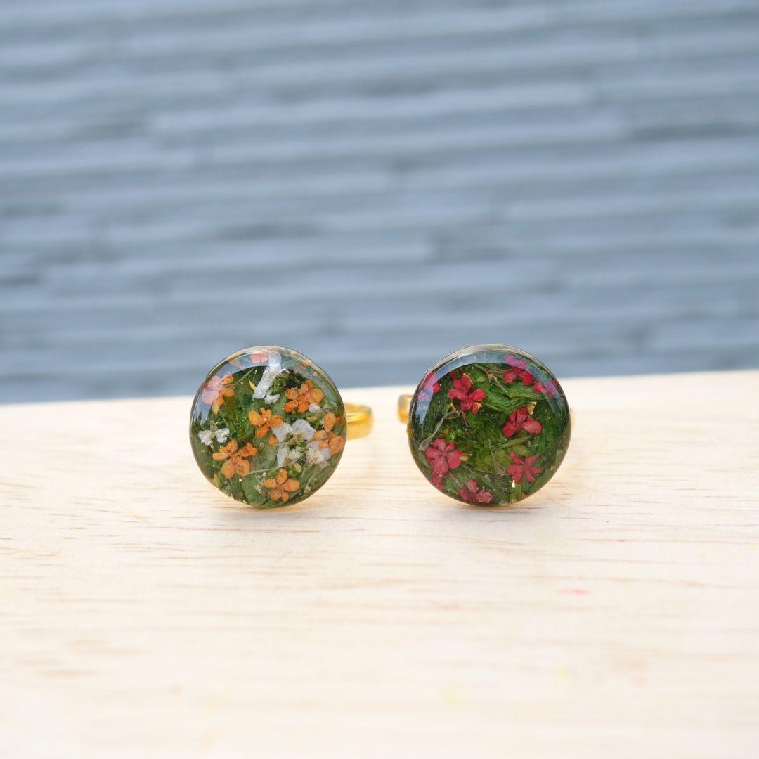 オリジナルカラー押し花リング　押し花　小花　ドライフラワー
