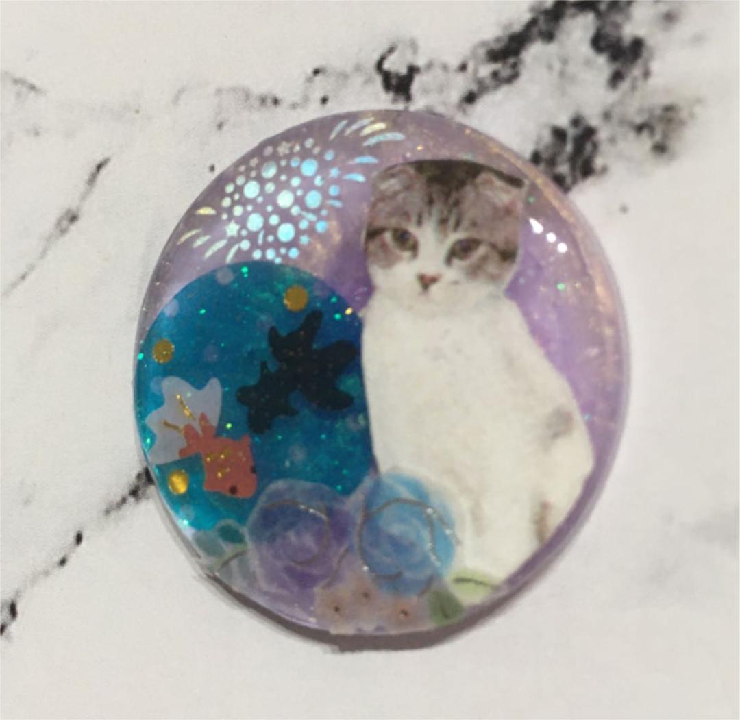レジンヘアゴム、金魚と花火猫ちゃん・再販不可