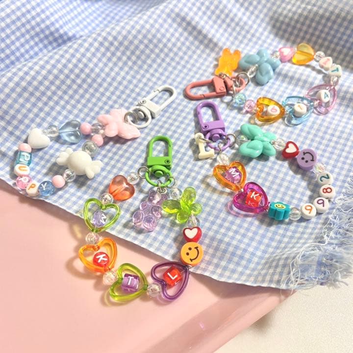 【オーダー メイド♡】ビーズ キーホルダー キーリング ストラップ 韓国
