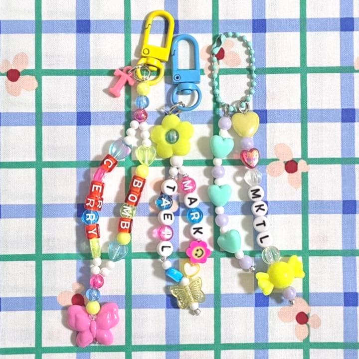 【オーダー メイド♡】ビーズ キーホルダー キーリング ストラップ 韓国