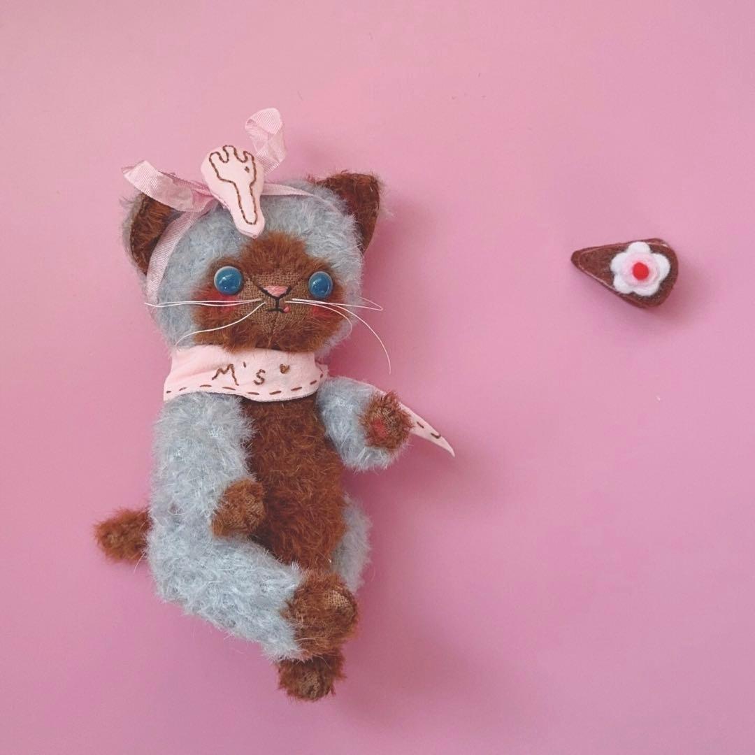 チョコミントキャット ねこ アーティストベア 海外作家様 ハンドメイド 置物