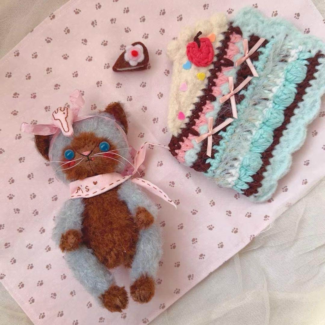 チョコミントキャット ねこ アーティストベア 海外作家様 ハンドメイド 置物