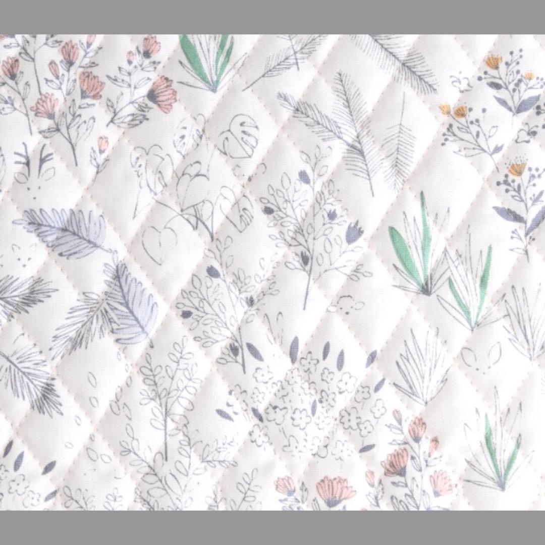 キルティング　入園入学　2点セット　キルト　森　動物　くすみブルー