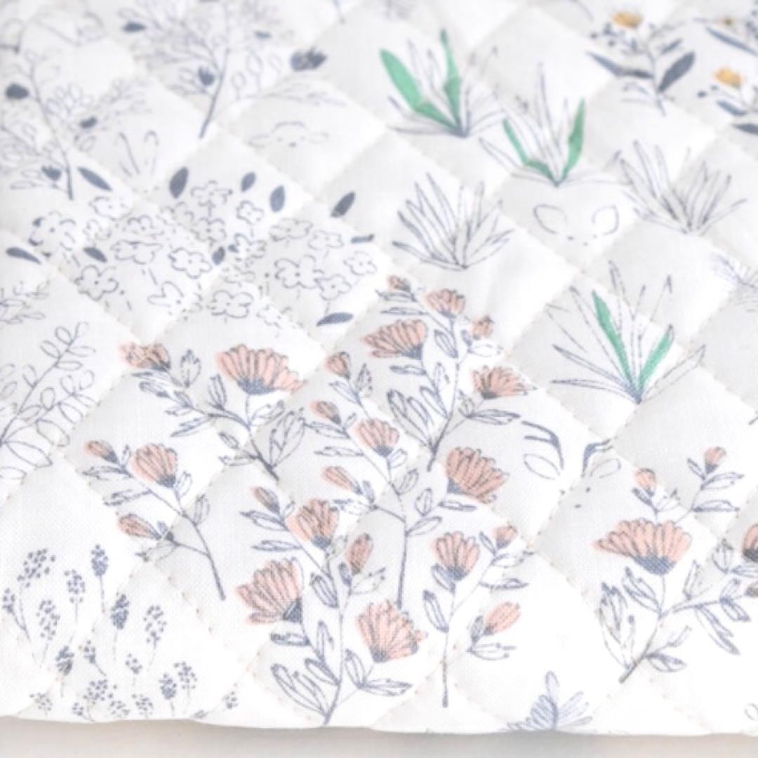 キルティング　入園入学　2点セット　キルト　森　動物　くすみブルー