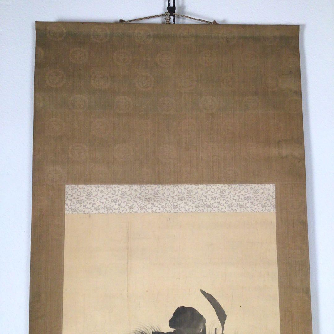 No3918掛軸　在銘　永観　鐘馗図　絹本　古画　中国画　仏画　人物画　送料無料