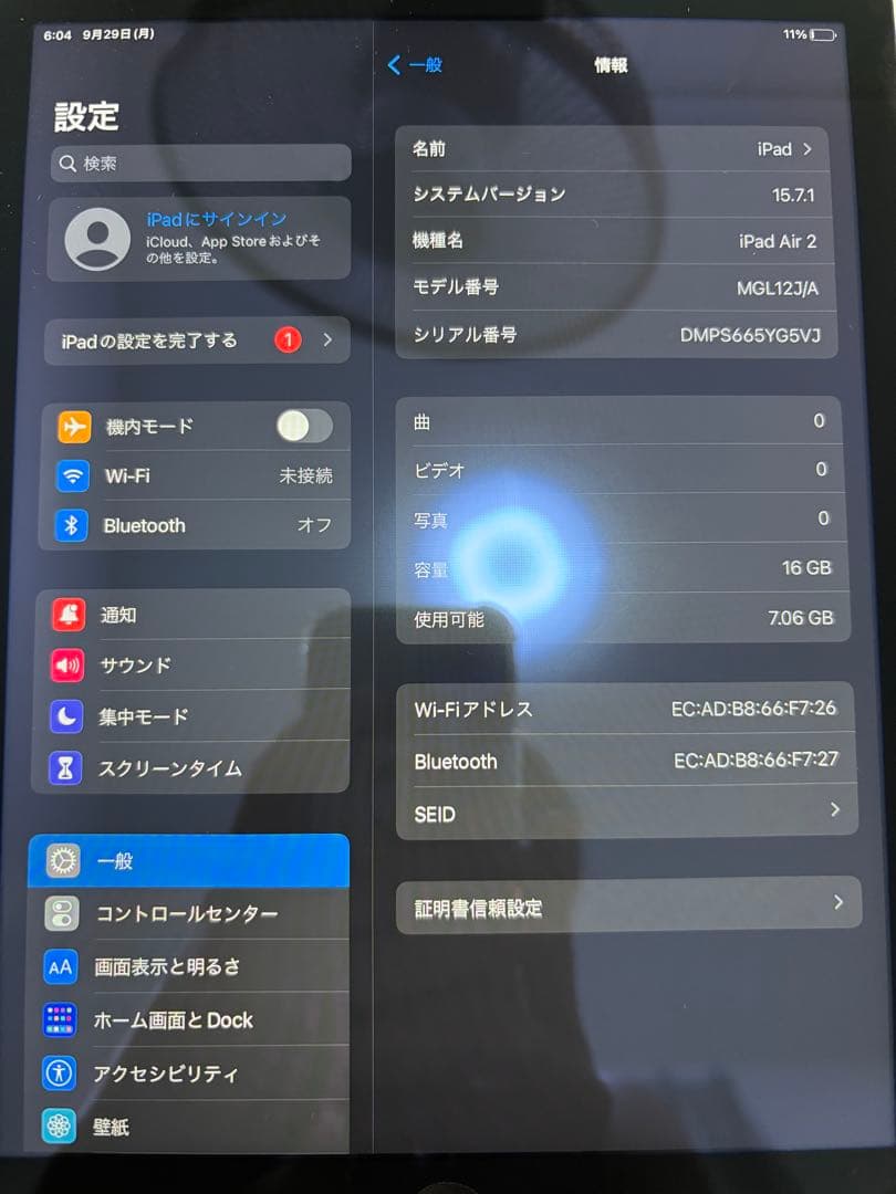B*F様 Apple iPad Air 2 16GB