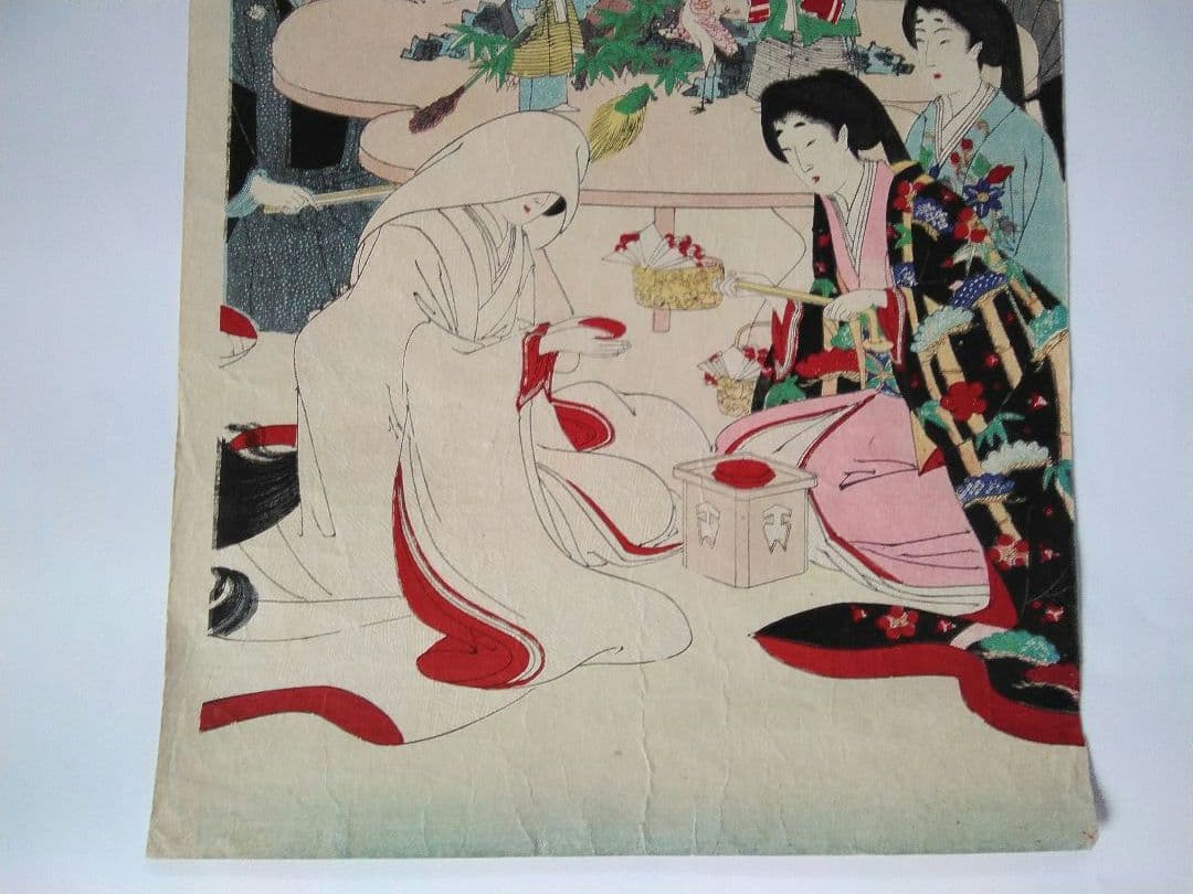 浮世絵　「女礼式略図　婚礼」楊州周延　３枚続