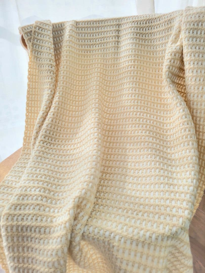 シンプルブランケット～ミルクティー色 膝掛け ソファーカバー 手編み
