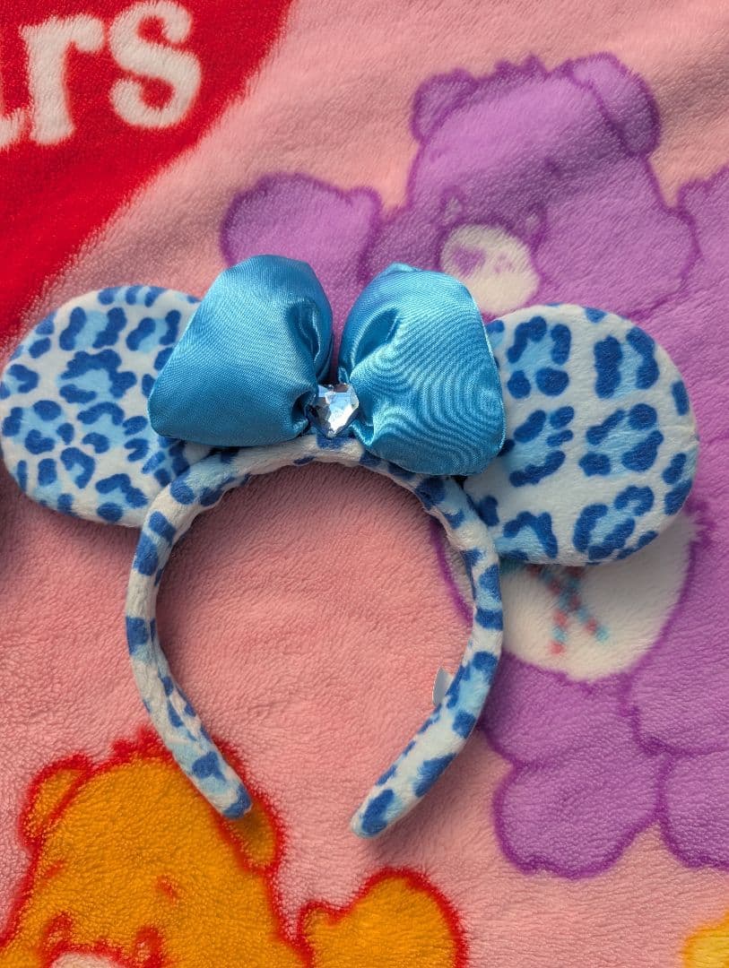 ディズニー　✨️レア✨️　ミニー　水色　ヒョウ柄　リボン　カチューシャ　セット