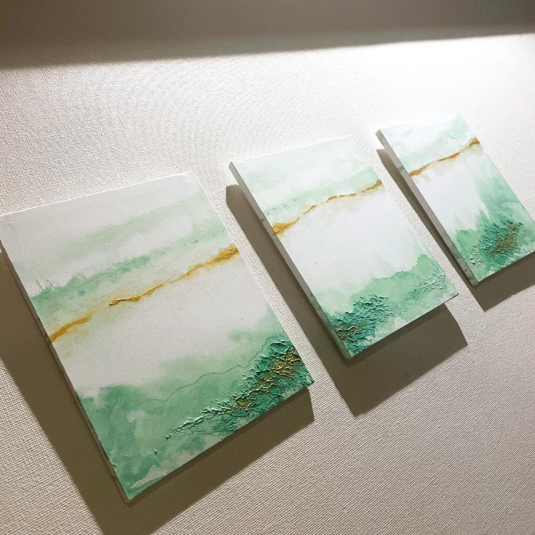 絵画3枚セット　現代アート　ニュアンス　アート　パネル　モダン　インテリア　北欧