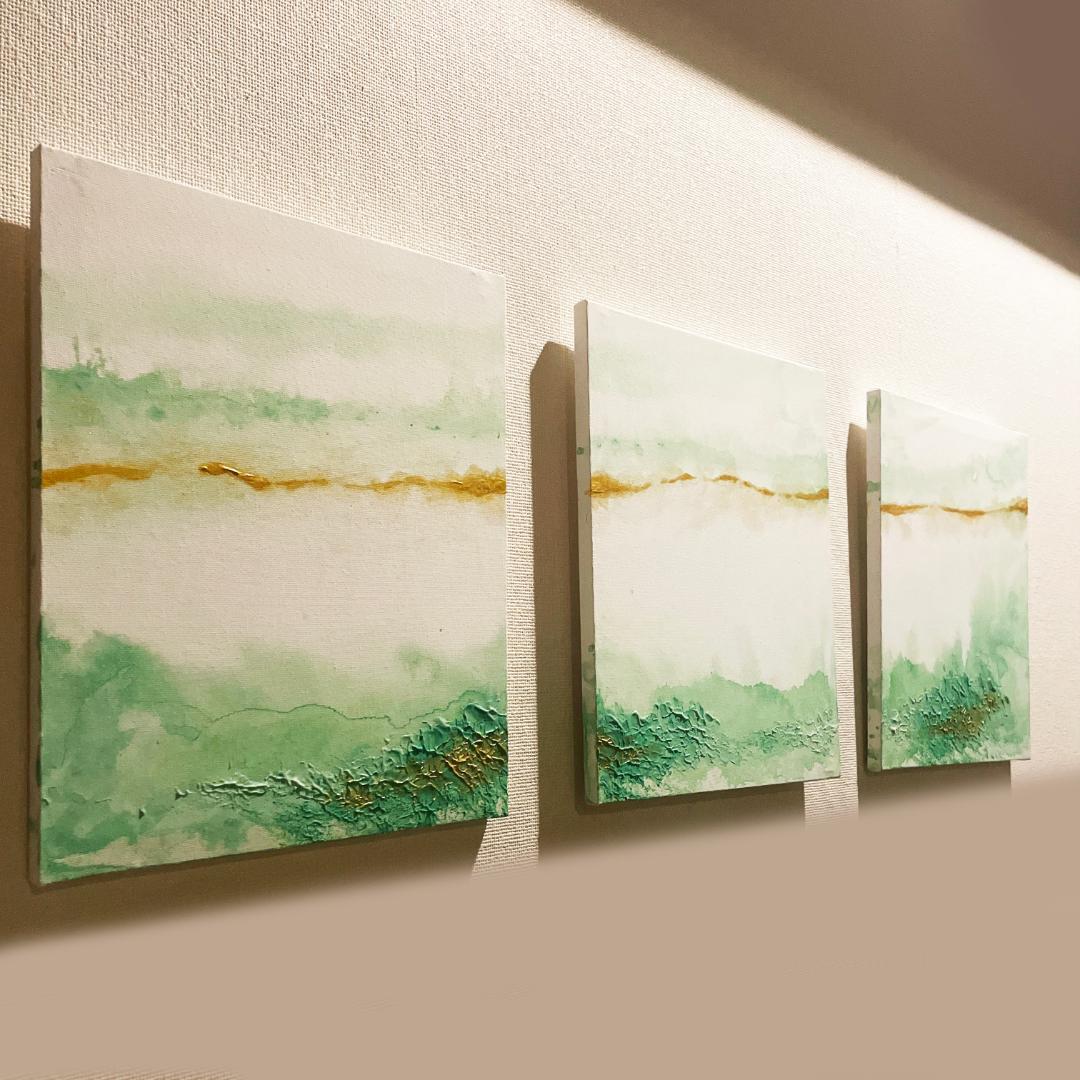 絵画3枚セット　現代アート　ニュアンス　アート　パネル　モダン　インテリア　北欧