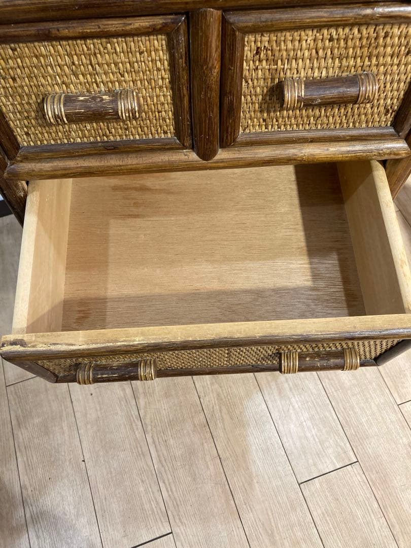 ラタン籐チェスト 家具 6段 タンス　レトロ アンティーク