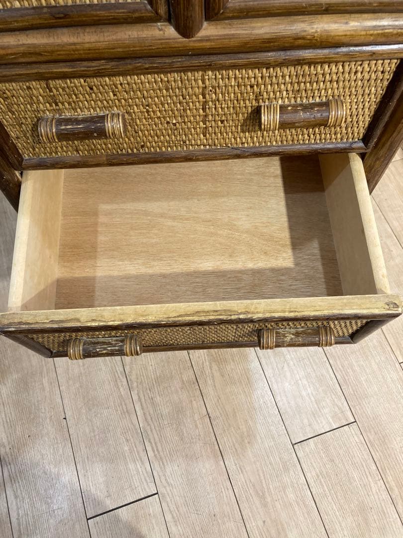 ラタン籐チェスト 家具 6段 タンス　レトロ アンティーク