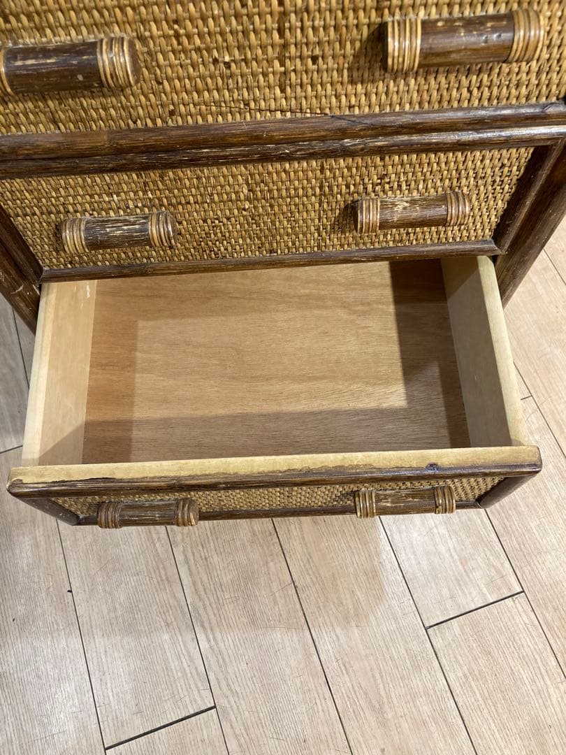 ラタン籐チェスト 家具 6段 タンス　レトロ アンティーク