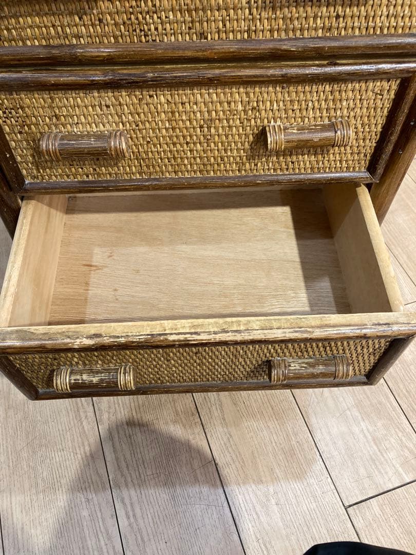 ラタン籐チェスト 家具 6段 タンス　レトロ アンティーク