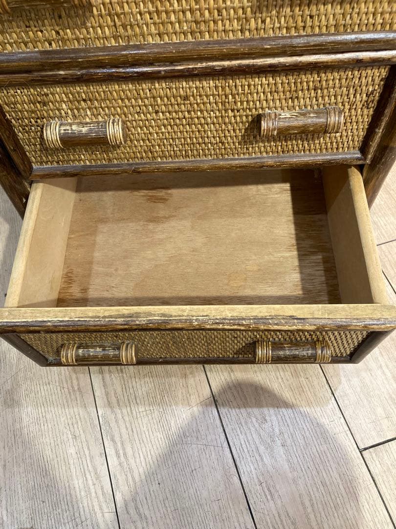 ラタン籐チェスト 家具 6段 タンス　レトロ アンティーク