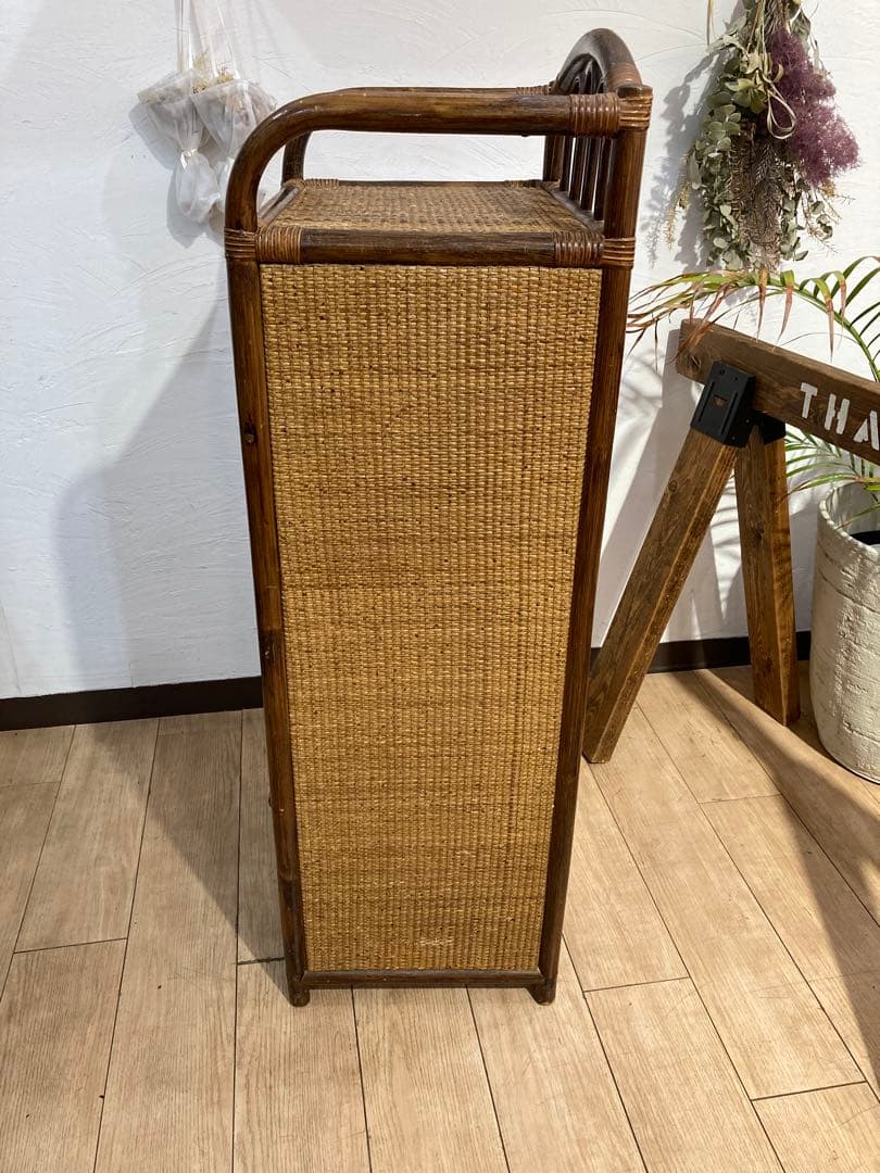 ラタン籐チェスト 家具 6段 タンス　レトロ アンティーク