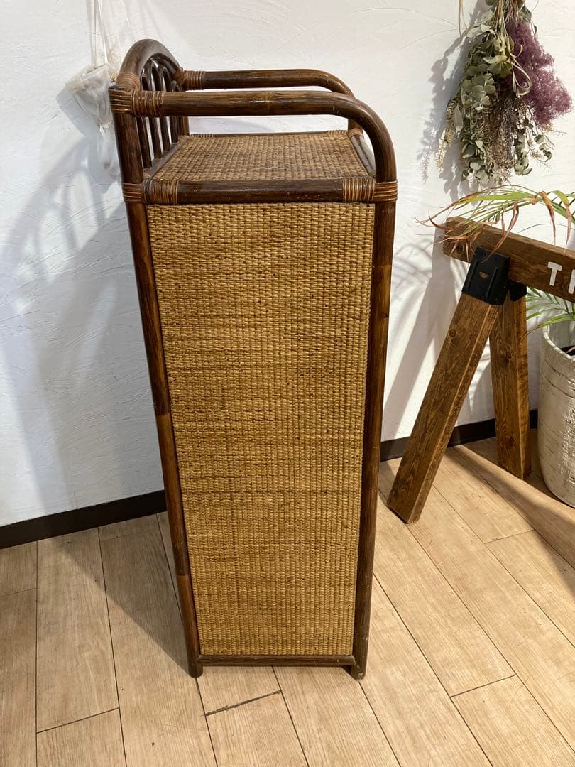 ラタン籐チェスト 家具 6段 タンス　レトロ アンティーク