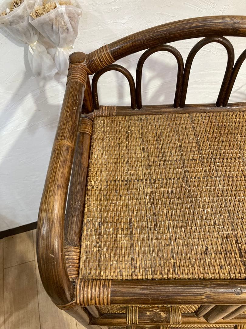 ラタン籐チェスト 家具 6段 タンス　レトロ アンティーク