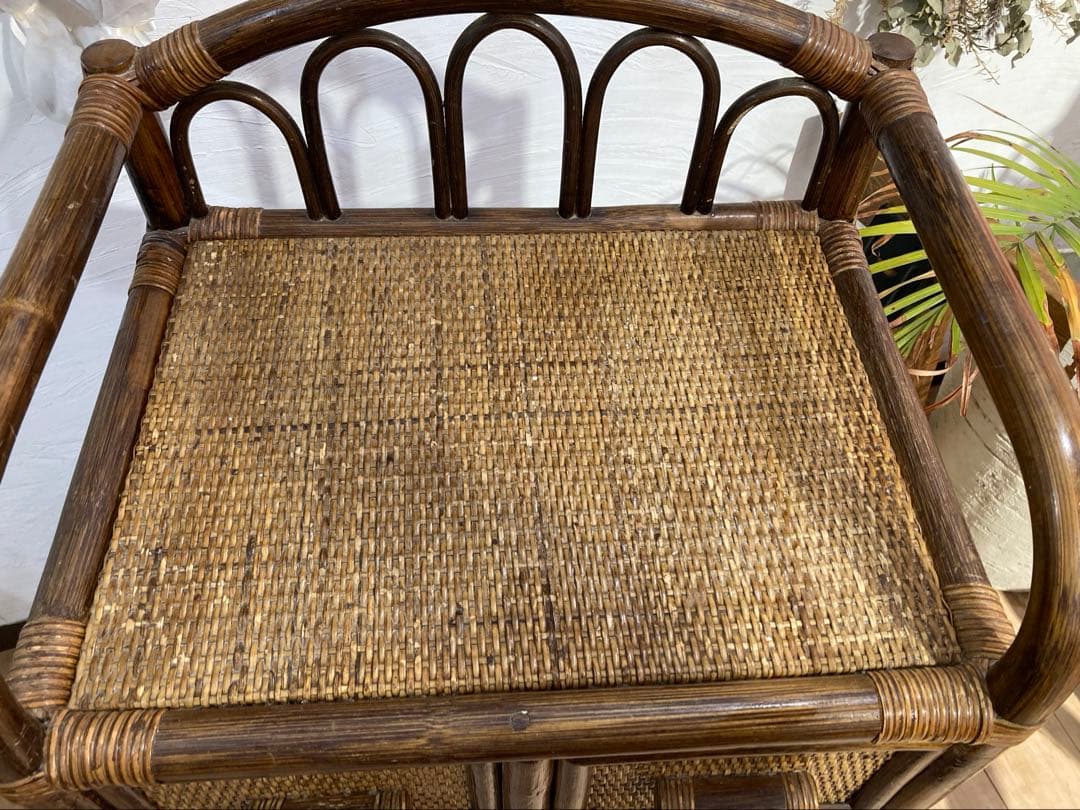 ラタン籐チェスト 家具 6段 タンス　レトロ アンティーク