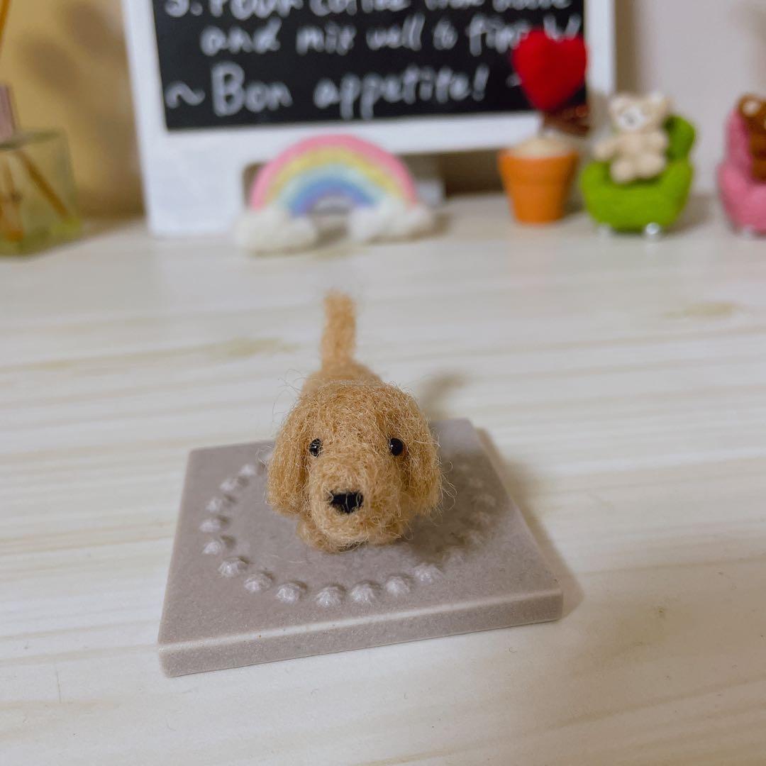 ［確認用］羊毛フェルト　ミニチュアダックスフンド　ベージュ　ハンドメイド