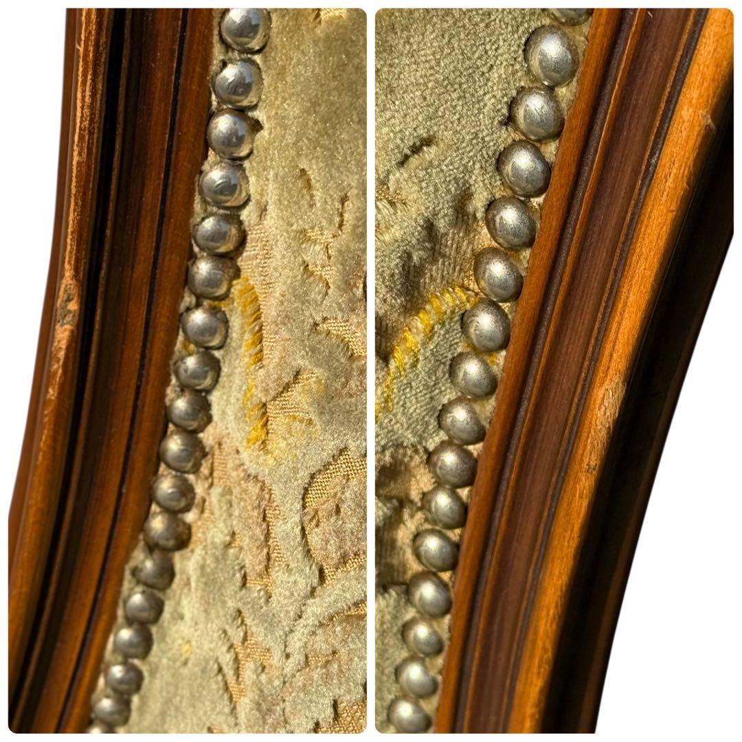 KZ047 【エイジング加工】domani カリモク　金華山 鋲打ちチェア　緑系