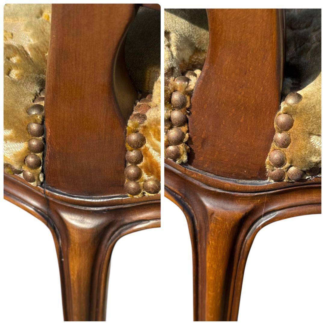 KZ047 【エイジング加工】domani カリモク　金華山 鋲打ちチェア　緑系