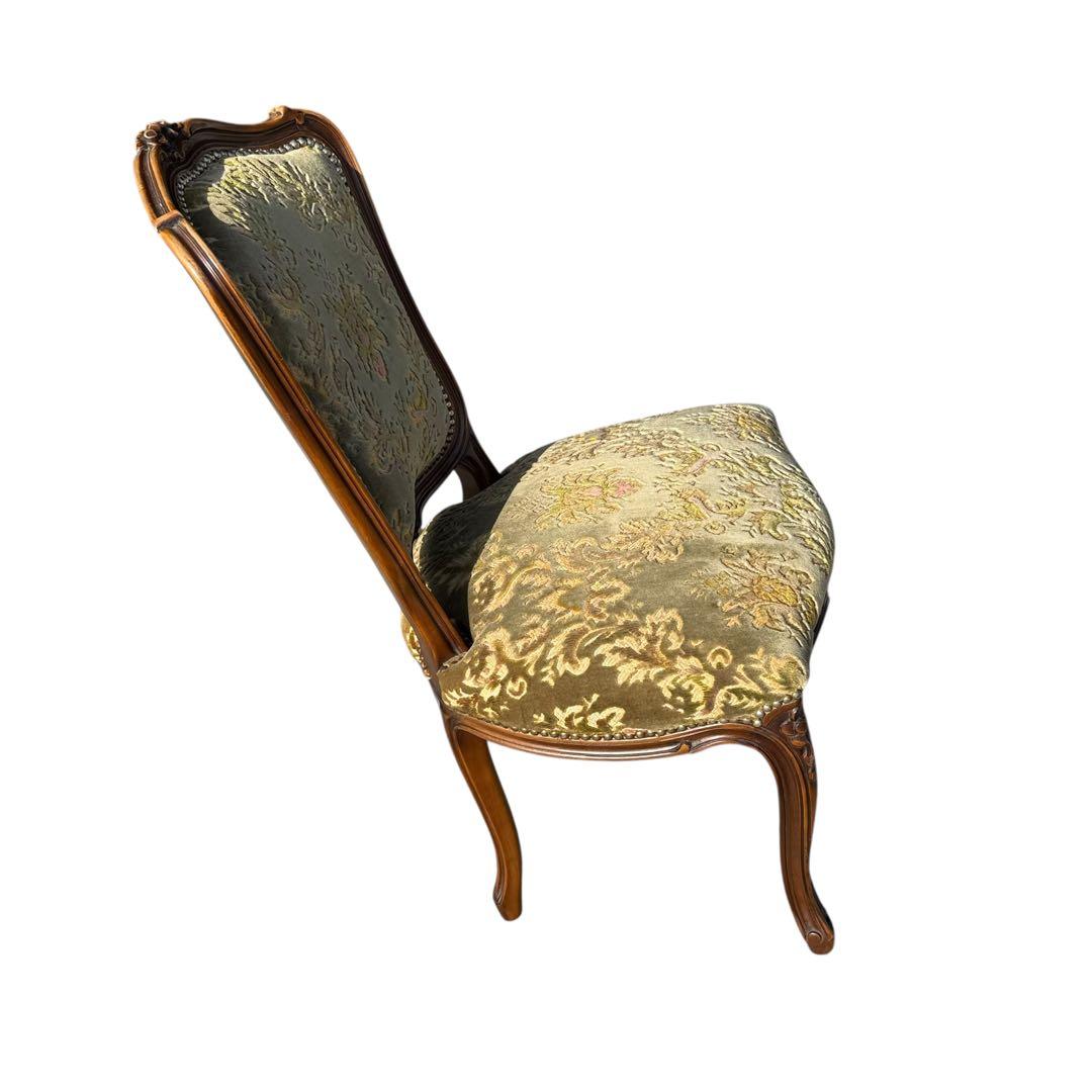 KZ047 【エイジング加工】domani カリモク　金華山 鋲打ちチェア　緑系