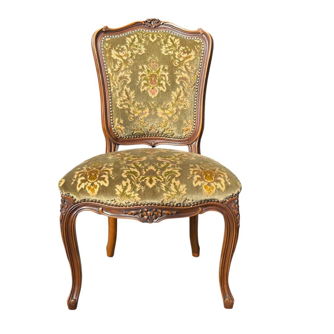 KZ047 【エイジング加工】domani カリモク　金華山 鋲打ちチェア　緑系