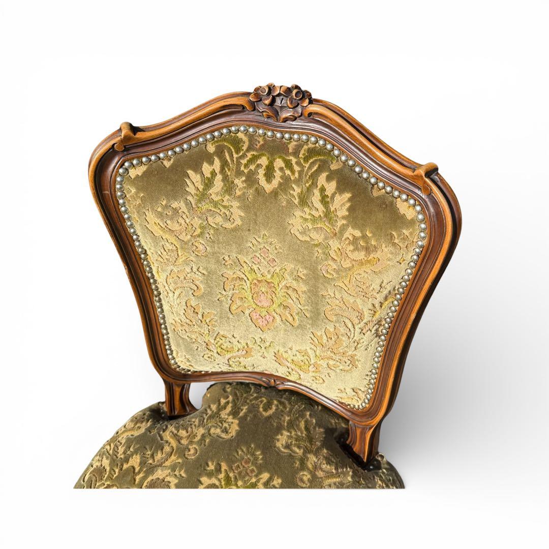 KZ047 【エイジング加工】domani カリモク　金華山 鋲打ちチェア　緑系