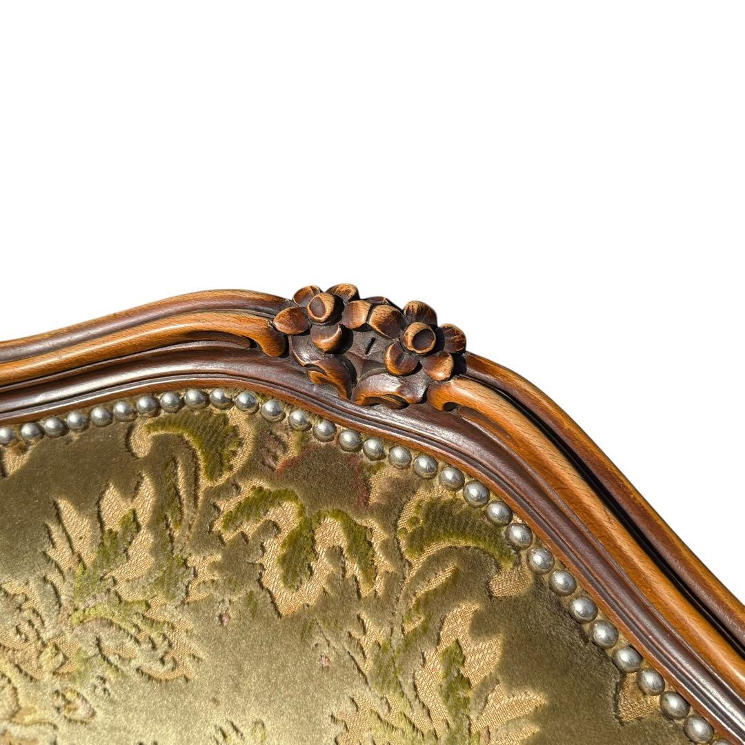 KZ047 【エイジング加工】domani カリモク　金華山 鋲打ちチェア　緑系