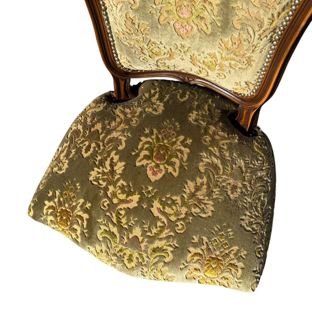 KZ047 【エイジング加工】domani カリモク　金華山 鋲打ちチェア　緑系