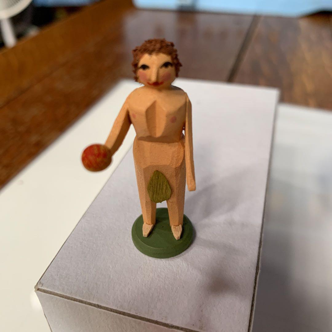 アトリエニキティキ ドイツ　エルツ地方　木彫り人形　アダムとイブ