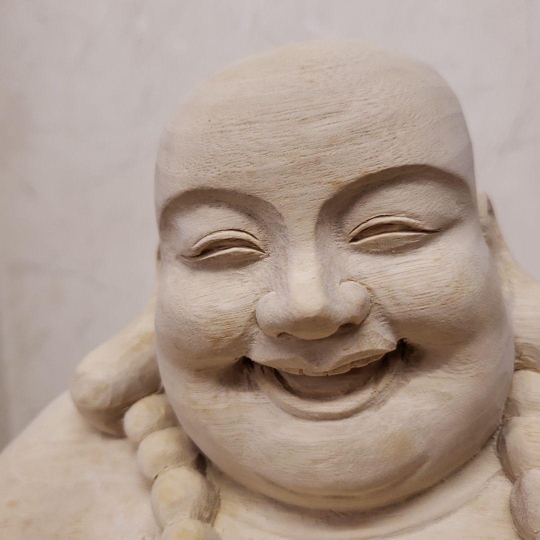 縁起物 七福神楠材１木造り 特上彫り布袋座像★福徳円満 ほていさん