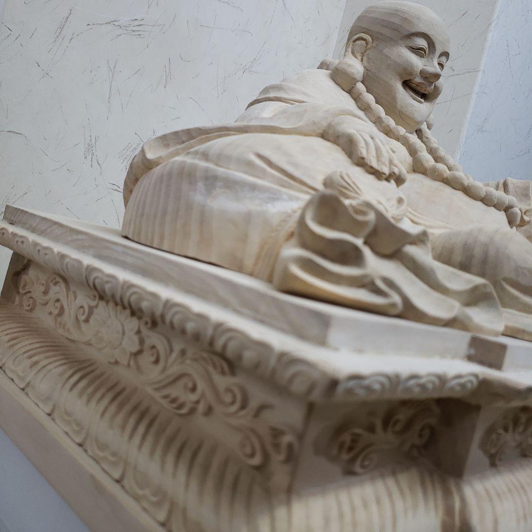 縁起物 七福神楠材１木造り 特上彫り布袋座像★福徳円満 ほていさん