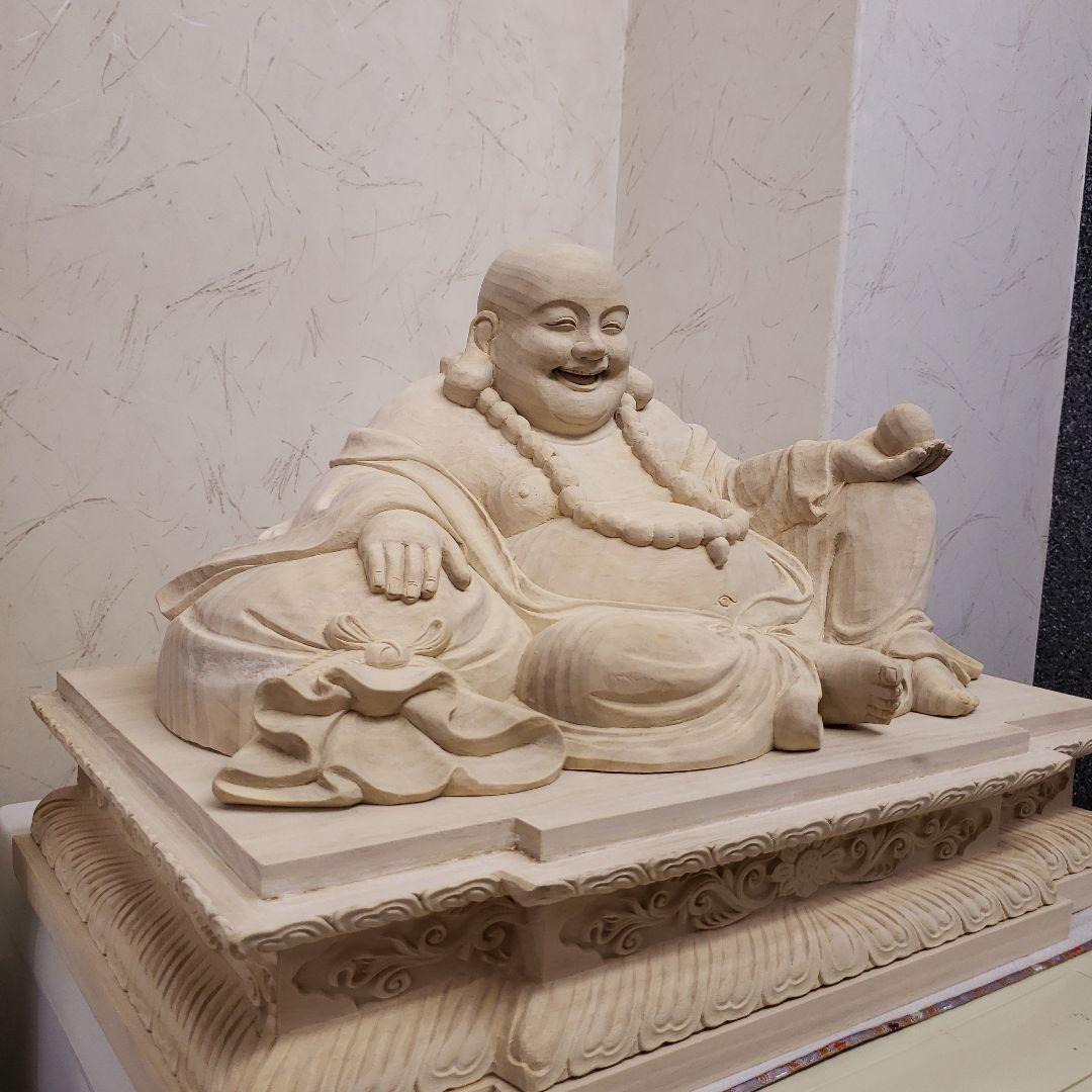 縁起物 七福神楠材１木造り 特上彫り布袋座像★福徳円満 ほていさん