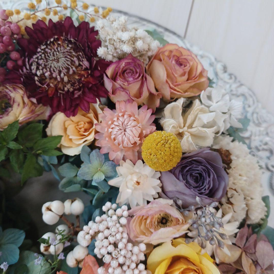 ドライフラワーリース＊ハンドメイド＊紫陽花あじさいリース＊フラワーリース⑫