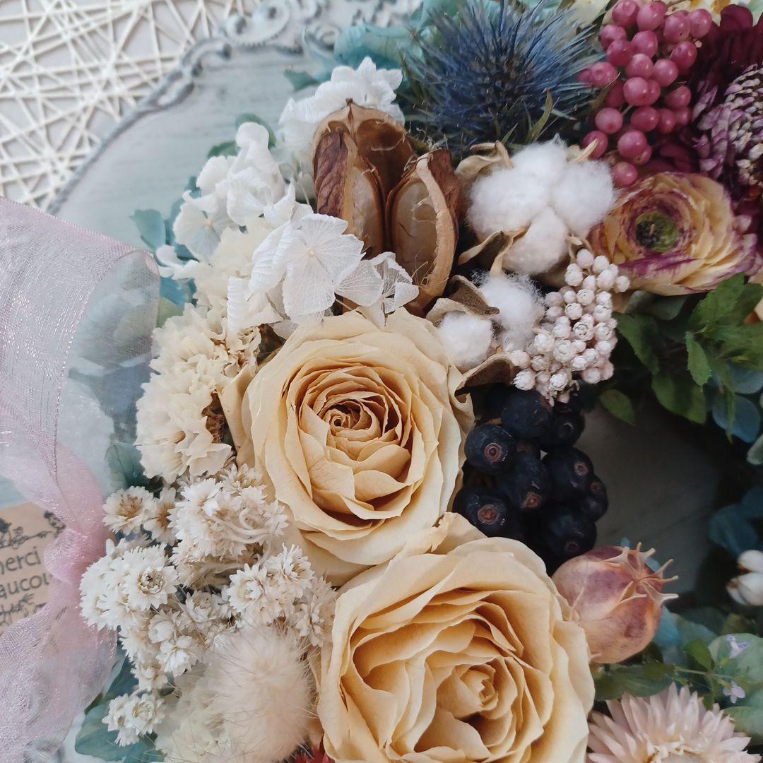 ドライフラワーリース＊ハンドメイド＊紫陽花あじさいリース＊フラワーリース⑫